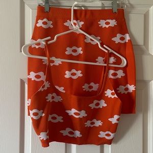 Large Orange Floral Sweater Set